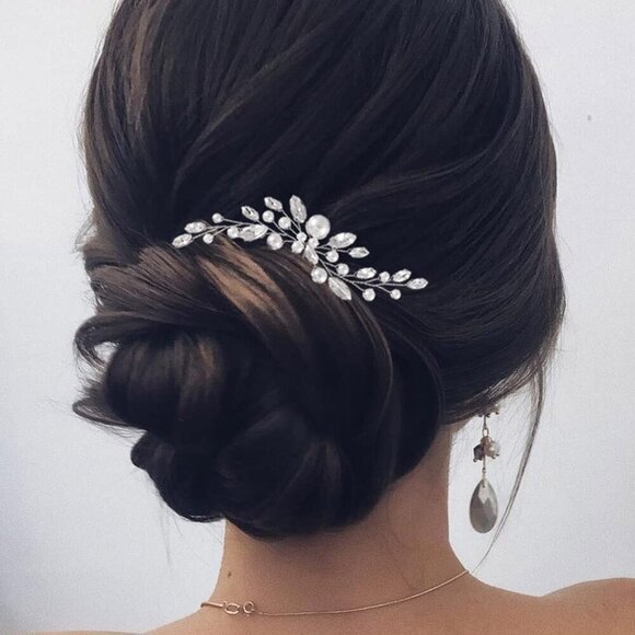 Pearl Bride Wedding Hair Pins Silver Bridal Hair Clip Accessories Rhinestone Hai - Picture 4 of 7